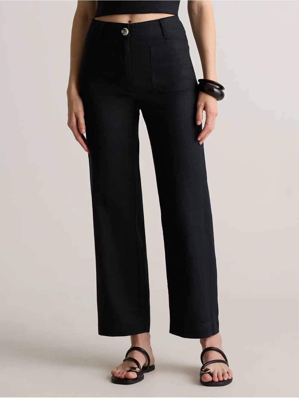 Quince European Linen Patch Pocket Pants in Black Size 16 28” inseam